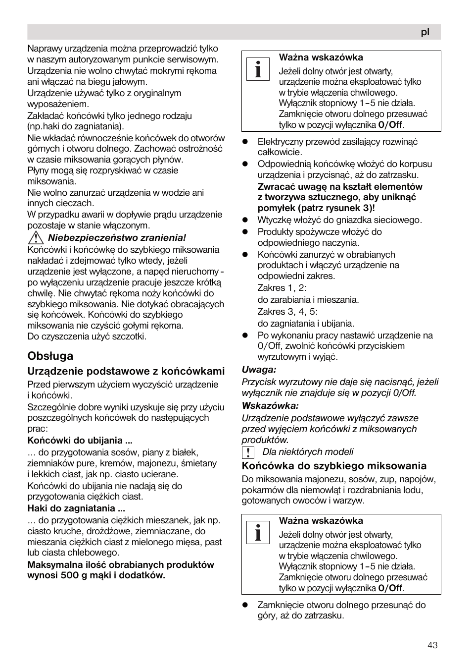 Obsługa | Siemens MQ95520N User Manual | Page 43 / 62