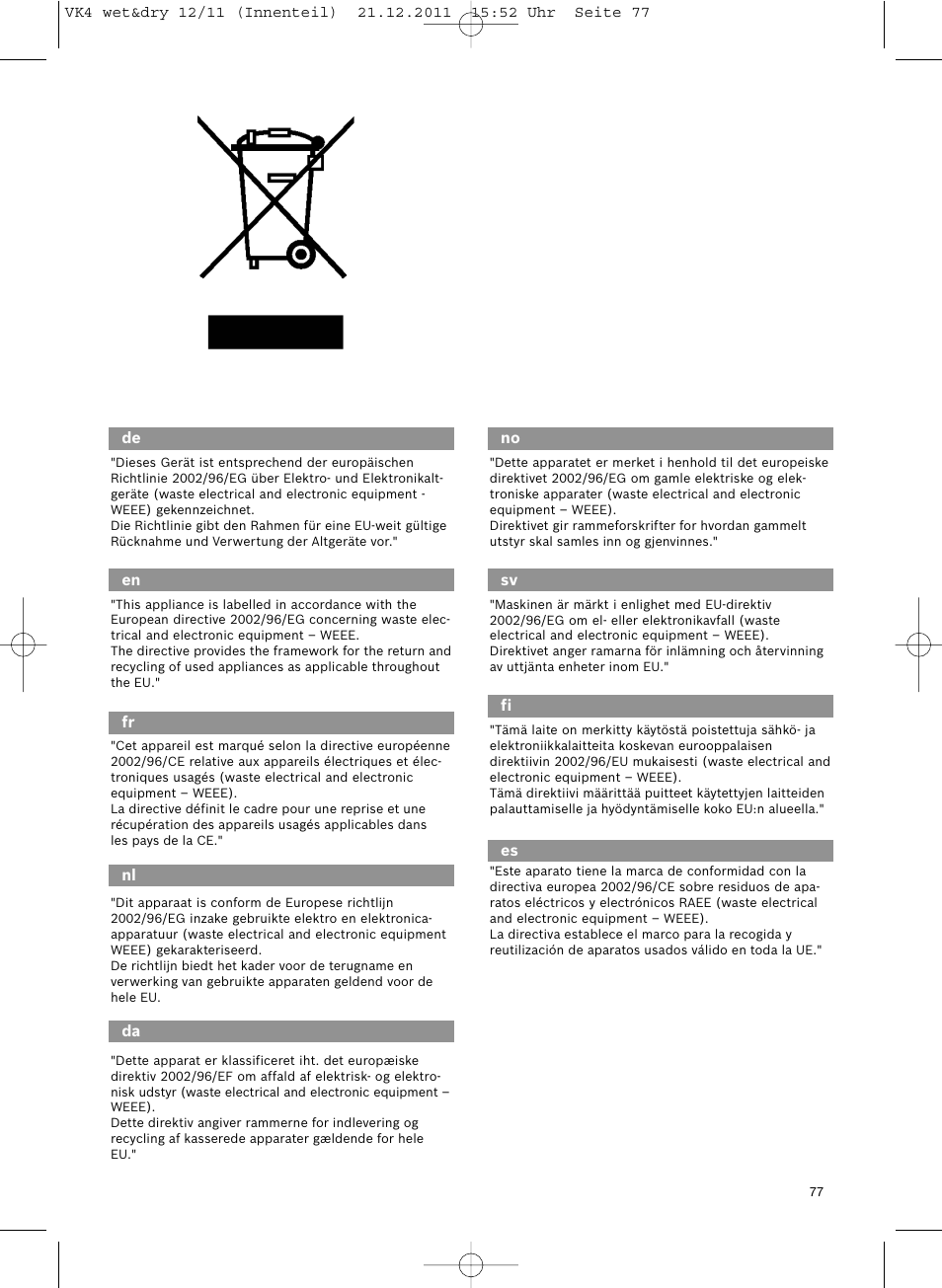 Siemens VK40B01 User Manual | Page 79 / 82