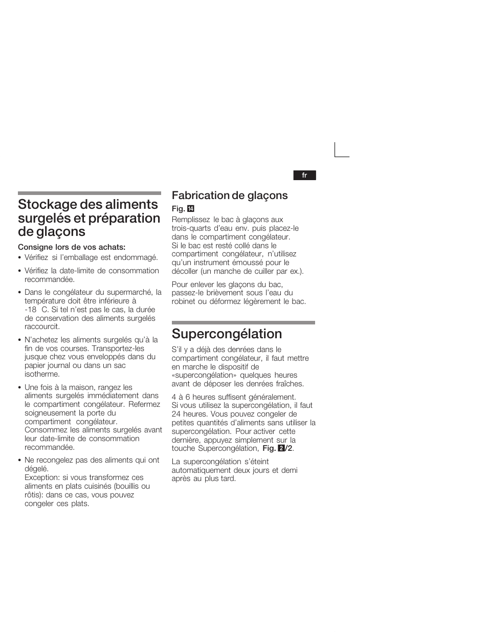 Supercongélation, Fabrication de glaçons | Siemens KI38CA50 User Manual | Page 45 / 91