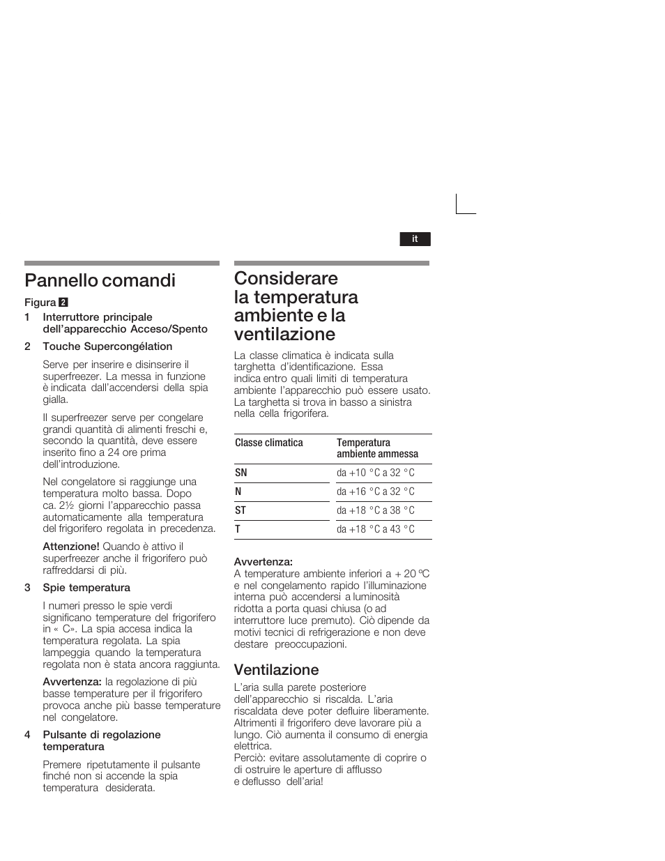 Pannello comandi, Ventilazione | Siemens KI38CA50 User Manual | Page 57 / 91