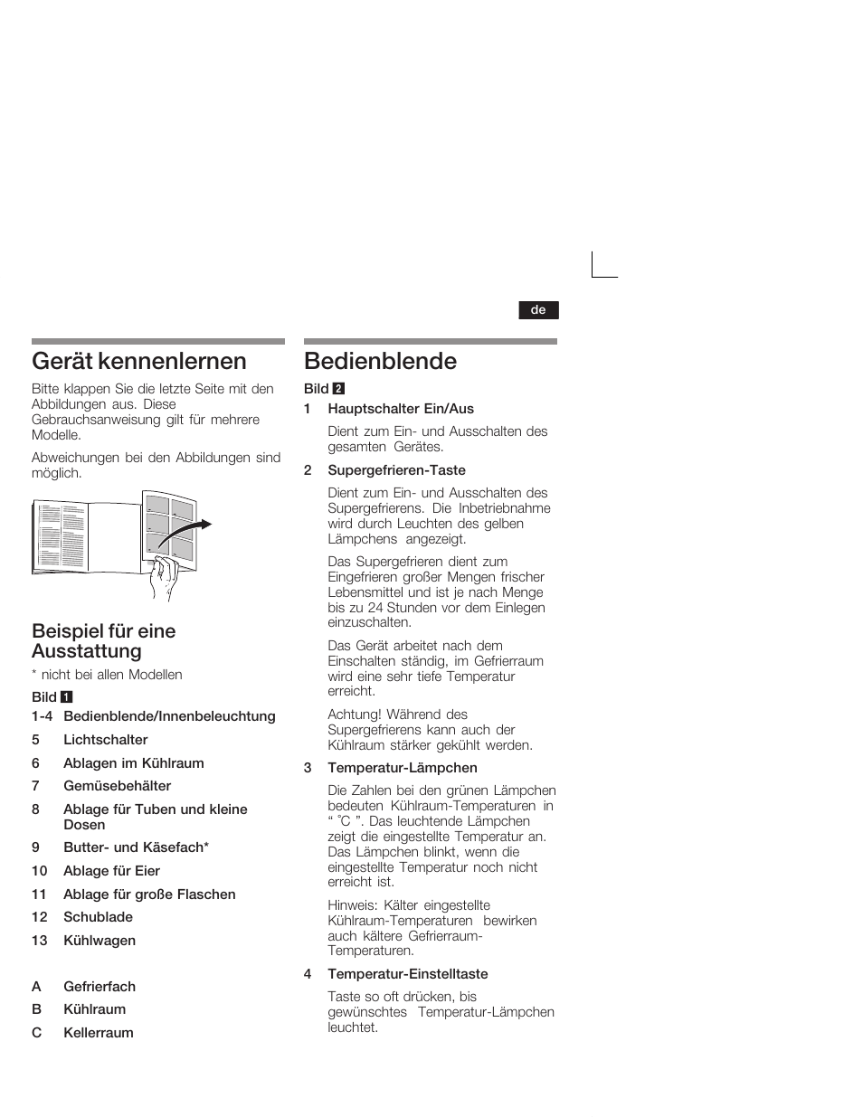 Gerät kennenlernen, Bedienblende, Beispiel für eine ausstattung | Siemens KI38CA50 User Manual | Page 7 / 91