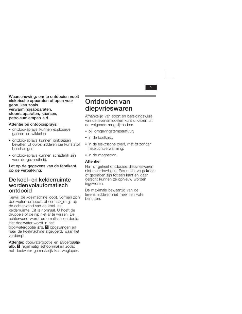 Ontdooien van diepvrieswaren | Siemens KI38CA50 User Manual | Page 81 / 91