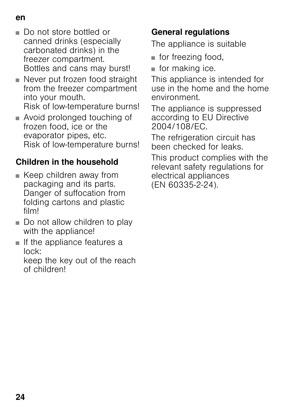 Children in the household, General regulations | Siemens GS36VVW30 User Manual | Page 24 / 94