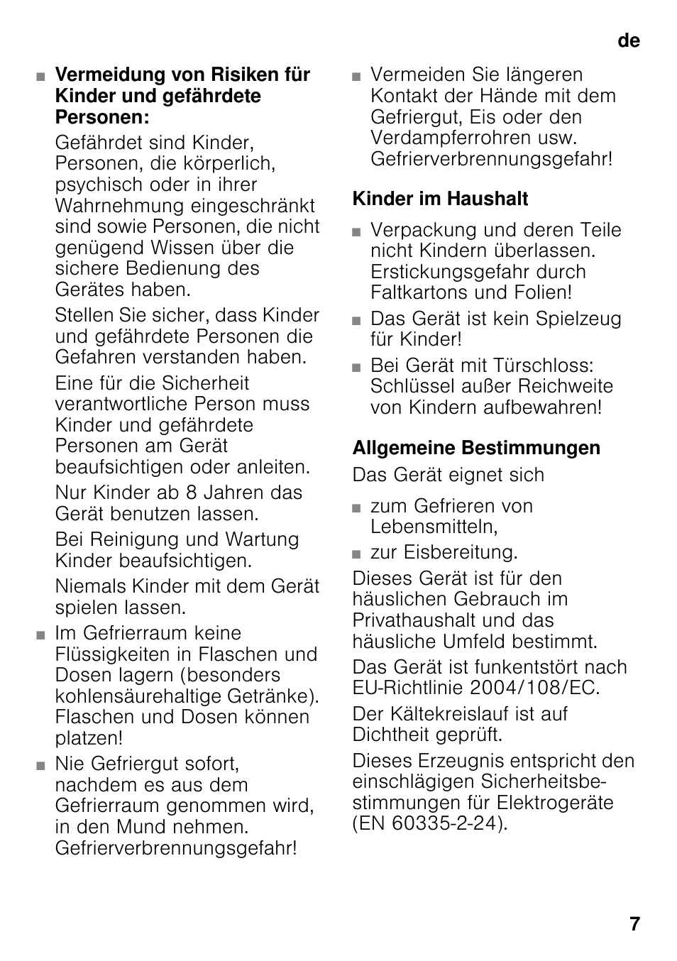 Kinder im haushalt, Allgemeine bestimmungen | Siemens GS36VVW30 User Manual | Page 7 / 94