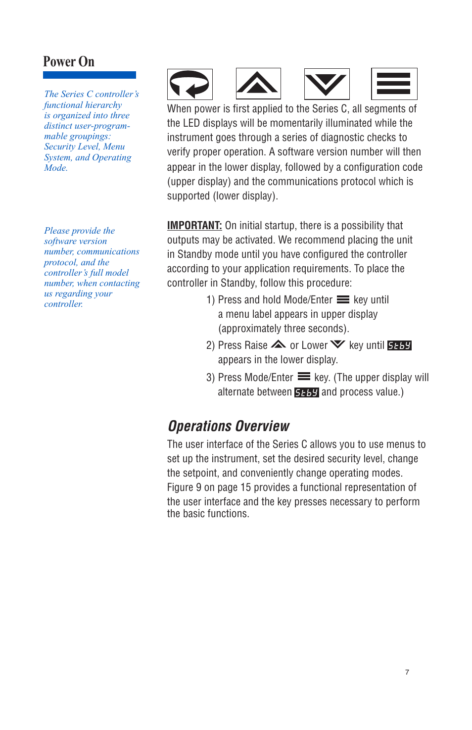 Power on, Operations overview | Athena Technologies 16C User Manual | Page 11 / 48