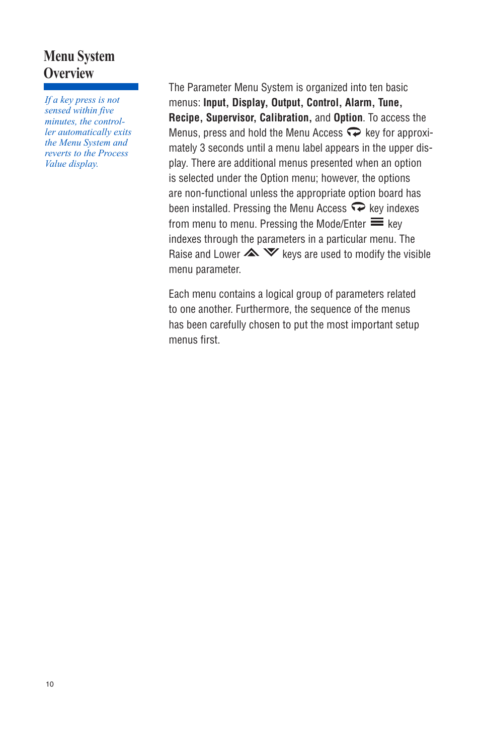 Menu system overview | Athena Technologies 16C User Manual | Page 14 / 48