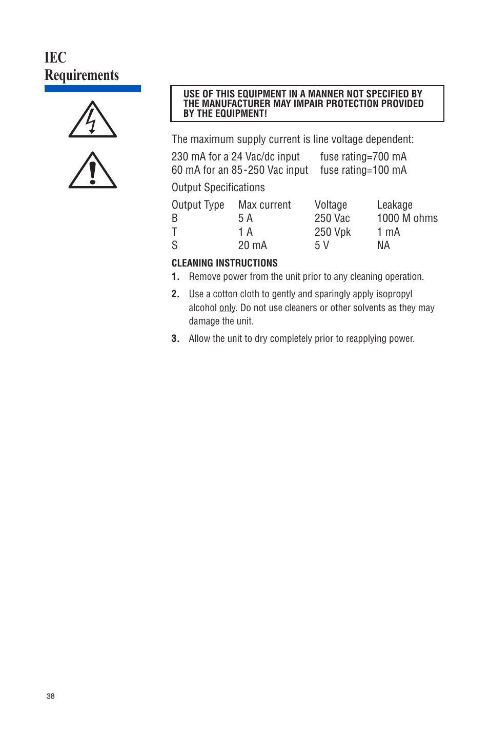 Iec requirements | Athena Technologies 16C User Manual | Page 42 / 48