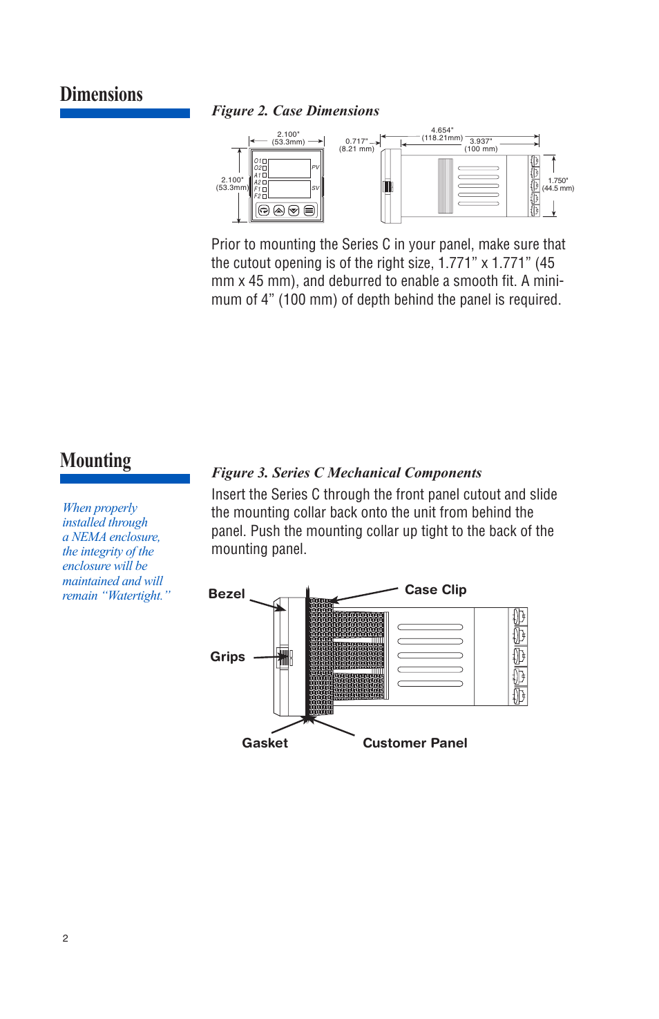 Mounting dimensions | Athena Technologies 16C User Manual | Page 6 / 48