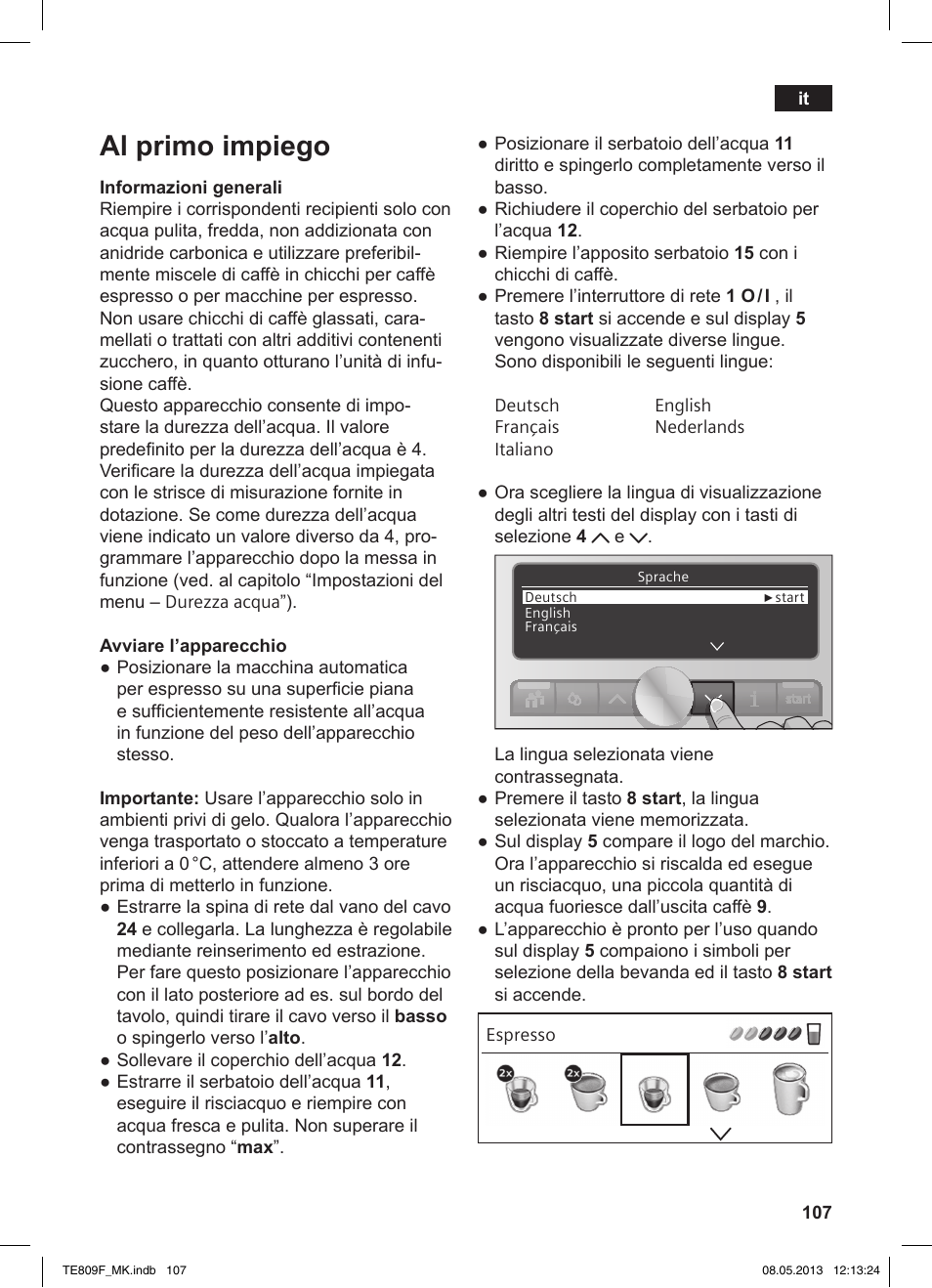 Al primo impiego | Siemens TE809F01DE User Manual | Page 111 / 140