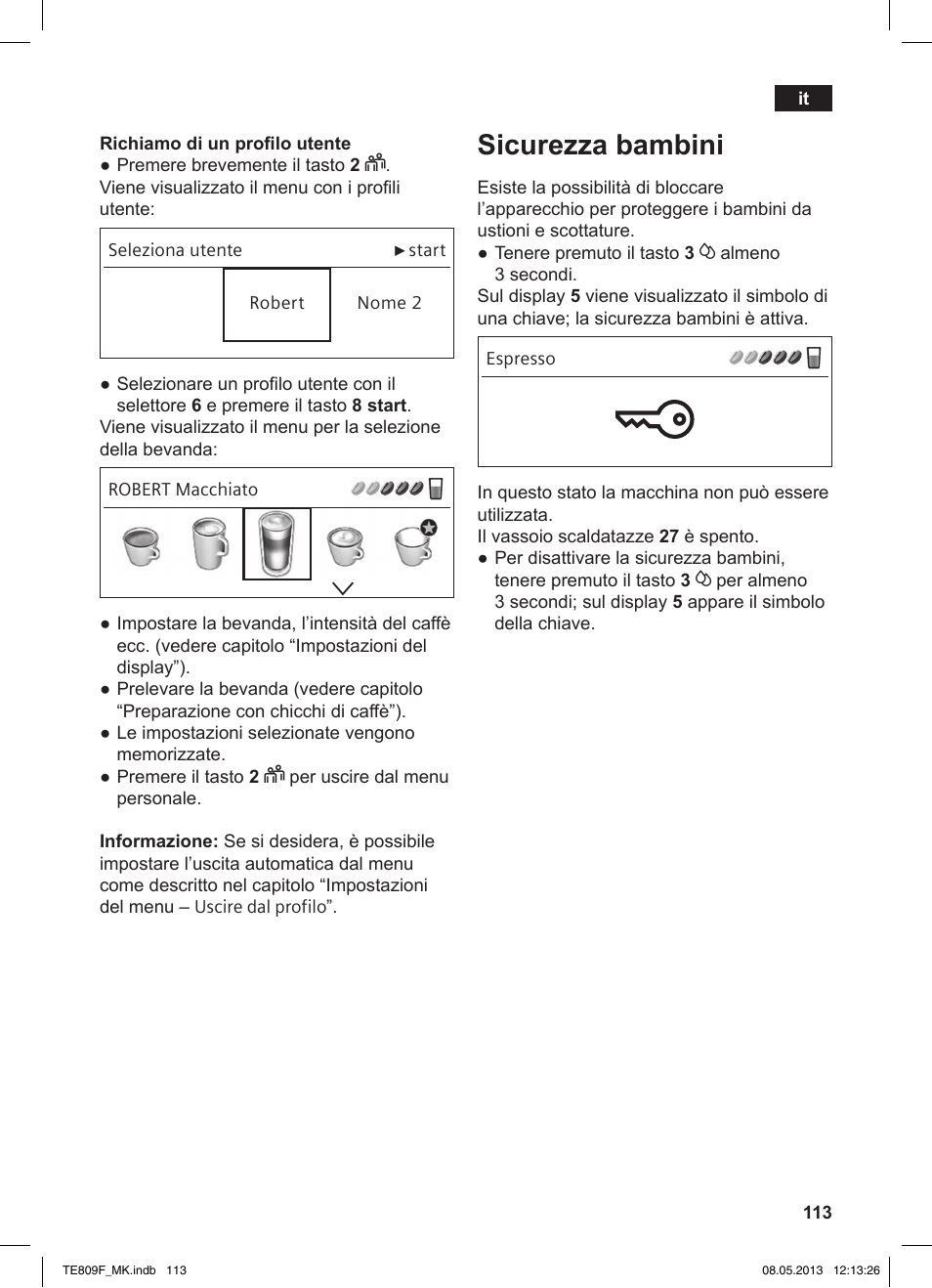 Sicurezza bambini | Siemens TE809F01DE User Manual | Page 117 / 140