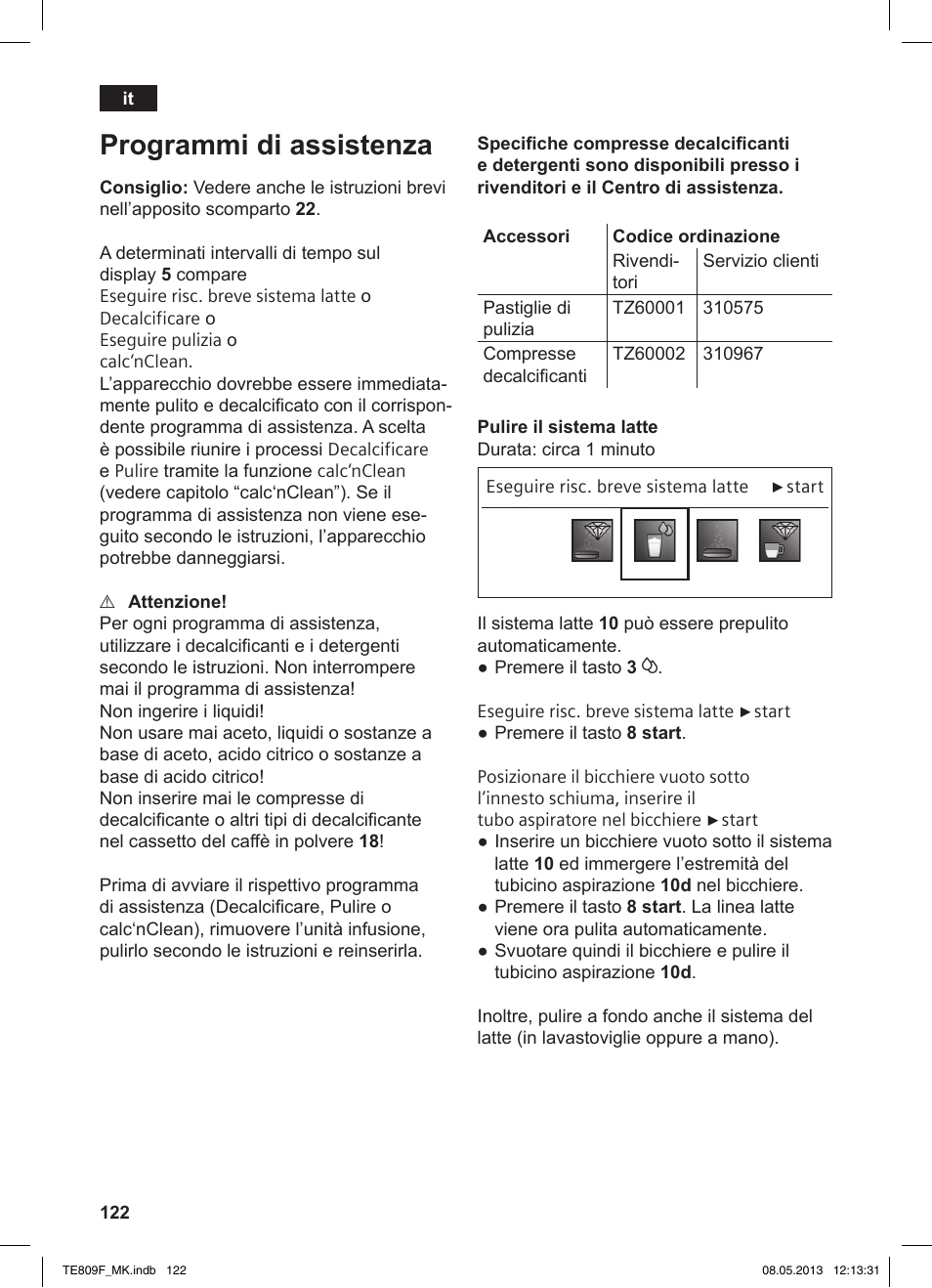 Programmi di assistenza | Siemens TE809F01DE User Manual | Page 126 / 140