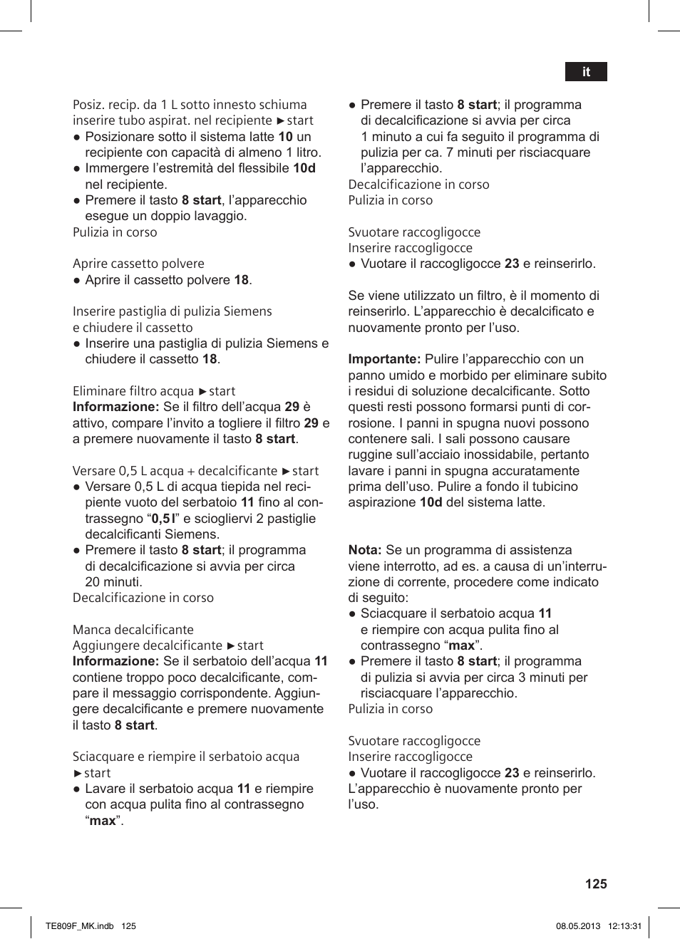 Siemens TE809F01DE User Manual | Page 129 / 140