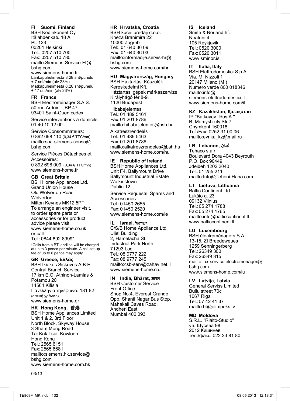 Siemens TE809F01DE User Manual | Page 136 / 140