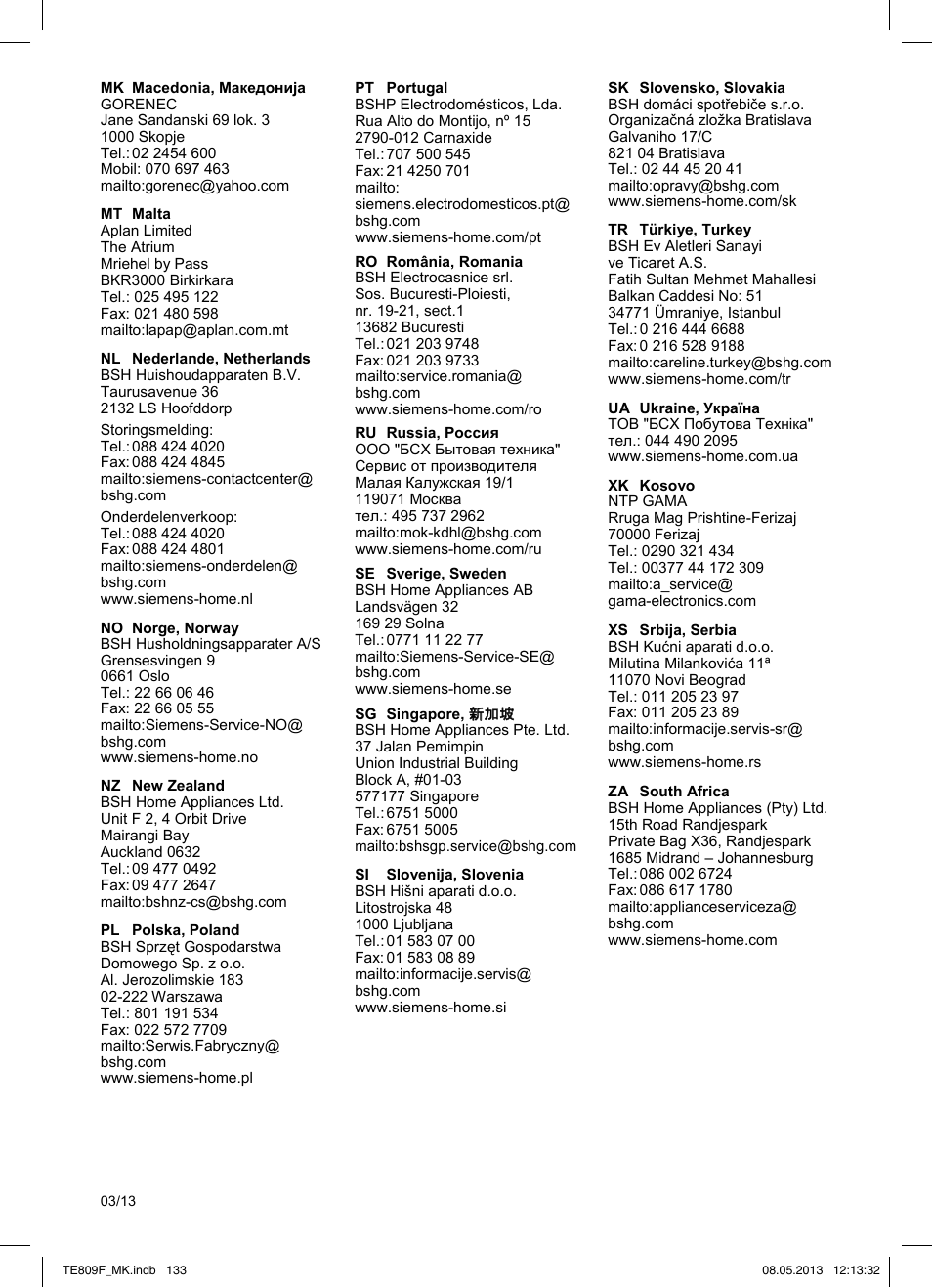 Siemens TE809F01DE User Manual | Page 137 / 140