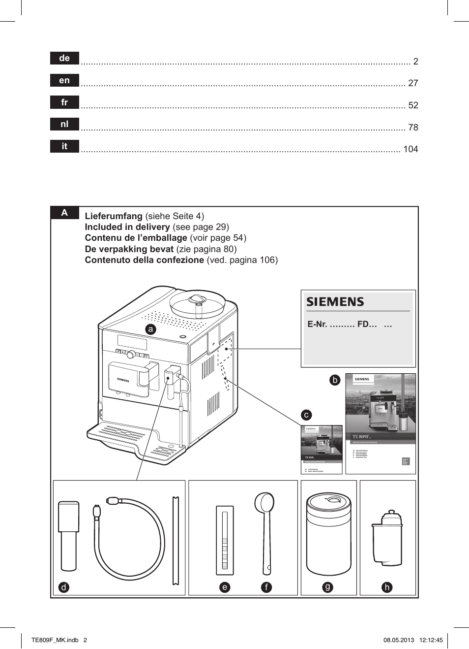 Siemens TE809F01DE User Manual | Page 2 / 140