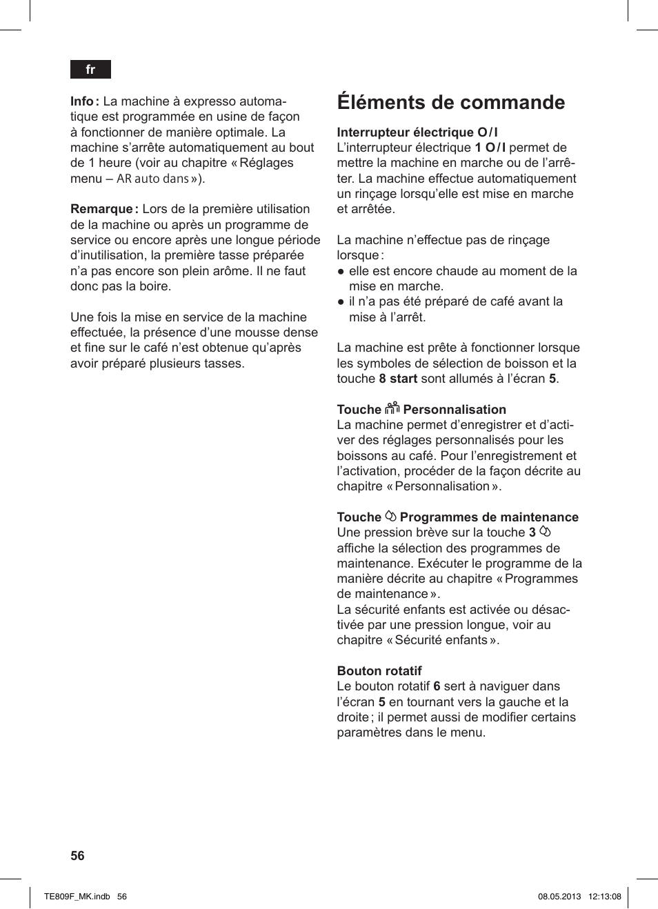 Éléments de commande | Siemens TE809F01DE User Manual | Page 60 / 140