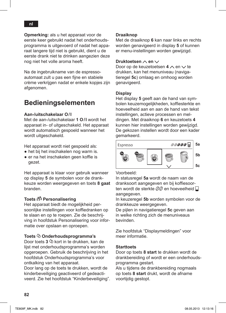 Bedieningselementen | Siemens TE809F01DE User Manual | Page 86 / 140