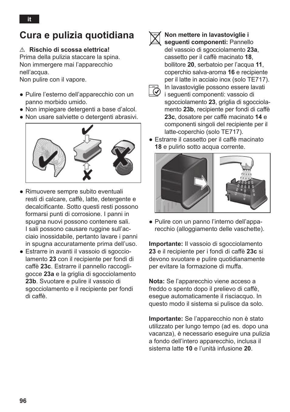 Cura e pulizia quotidiana | Siemens TE712501DE User Manual | Page 100 / 116