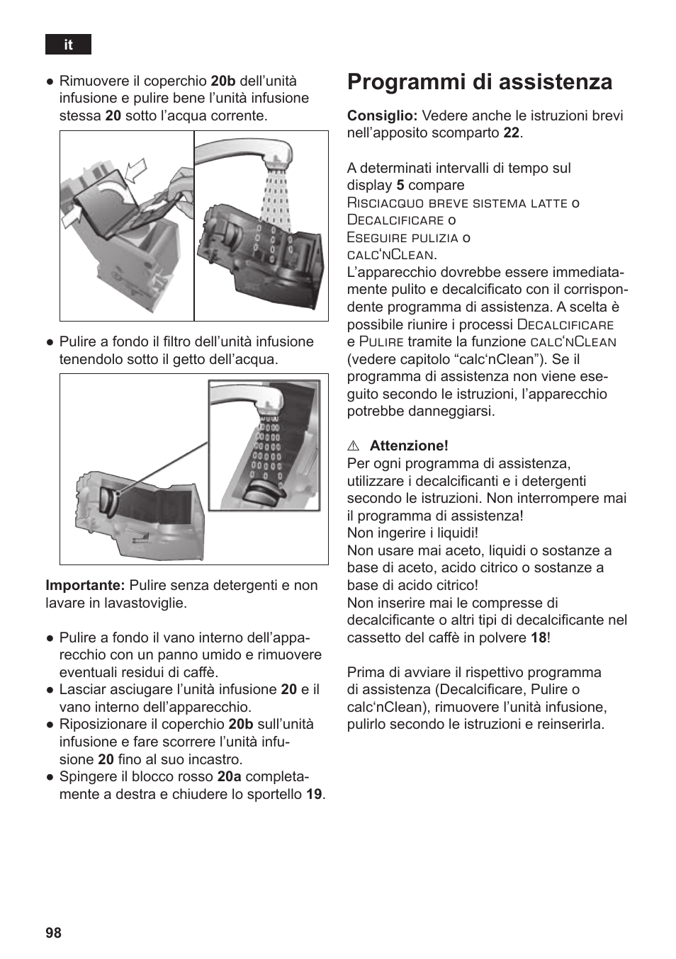 Programmi di assistenza | Siemens TE712501DE User Manual | Page 102 / 116