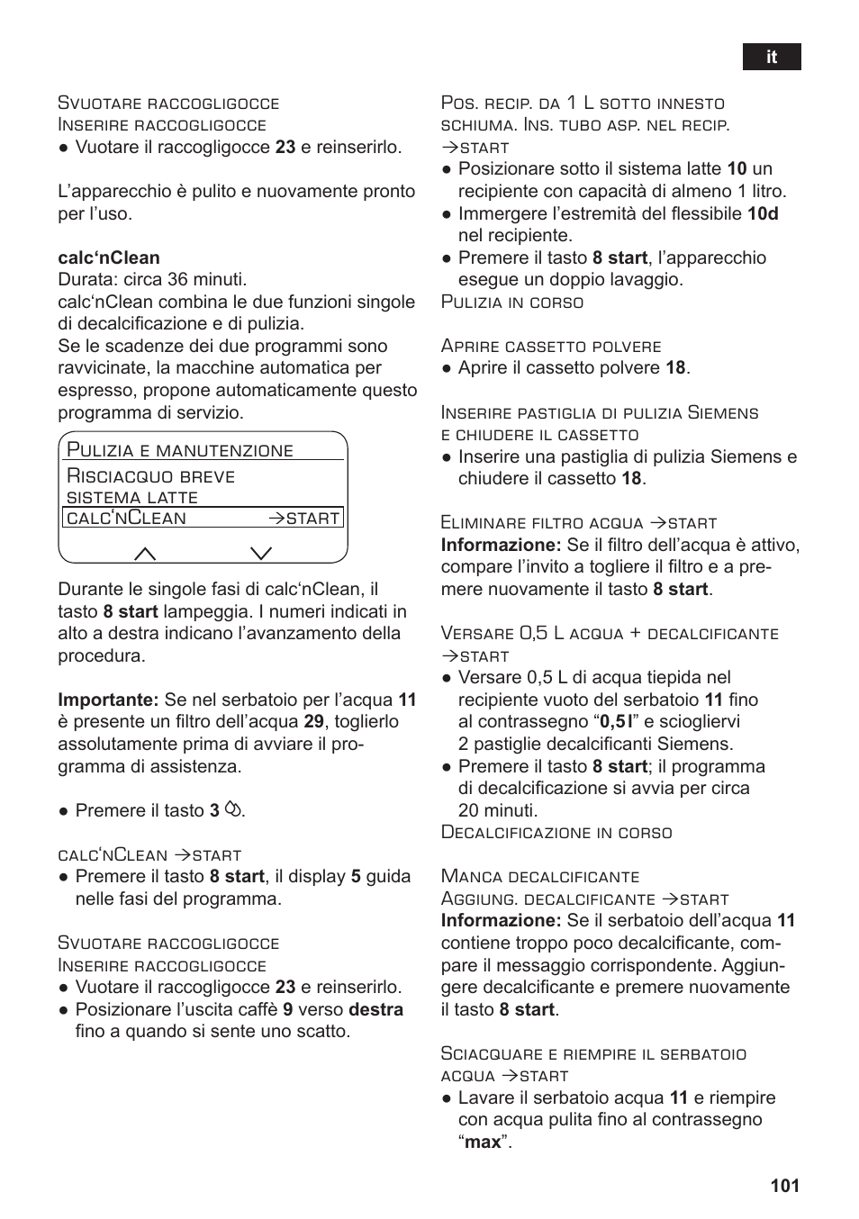 Start | Siemens TE712501DE User Manual | Page 105 / 116