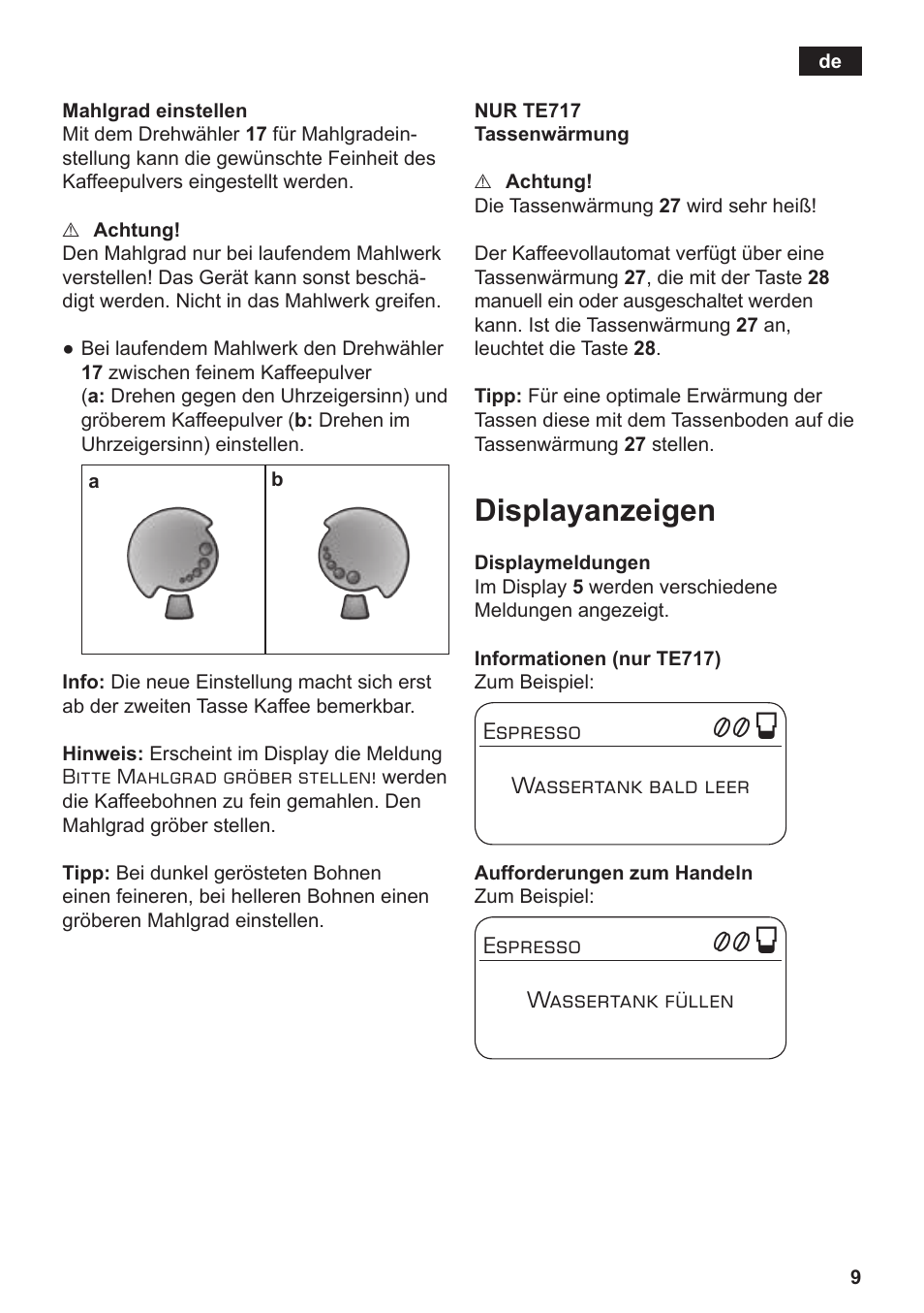 Displayanzeigen | Siemens TE712501DE User Manual | Page 13 / 116