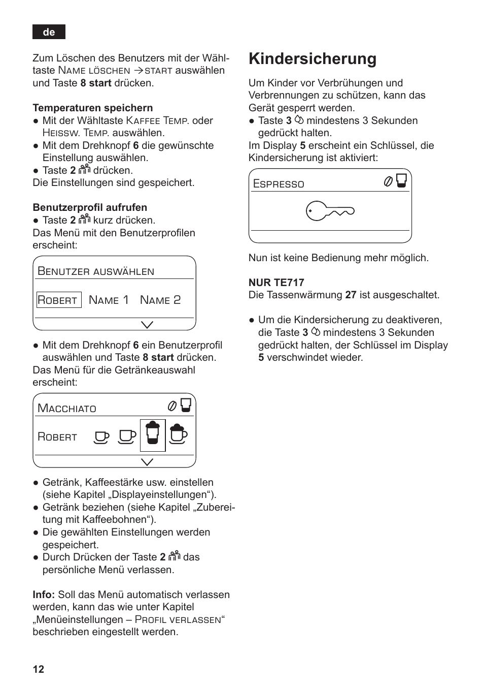 А б е ж, Kindersicherung | Siemens TE712501DE User Manual | Page 16 / 116