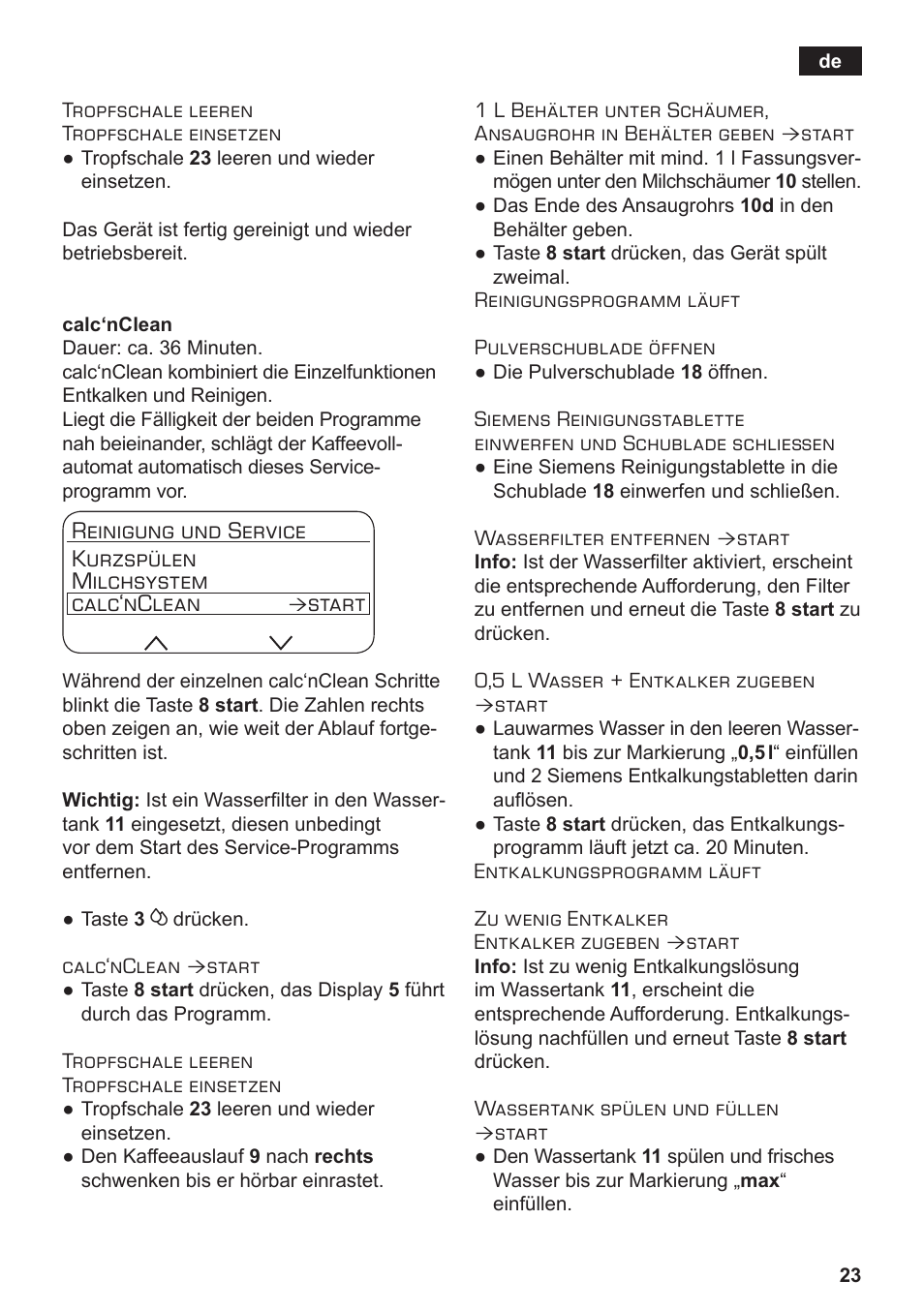 Start | Siemens TE712501DE User Manual | Page 27 / 116