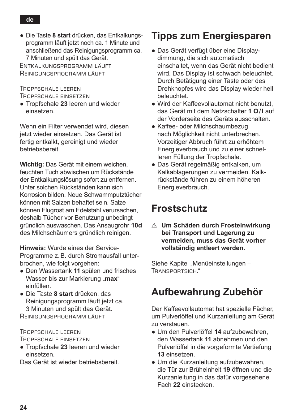 Tipps zum energiesparen, Frostschutz, Aufbewahrung zubehör | Siemens TE712501DE User Manual | Page 28 / 116