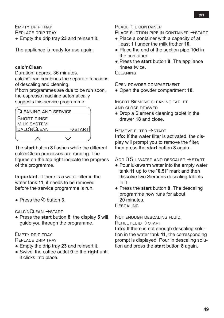 Start | Siemens TE712501DE User Manual | Page 53 / 116