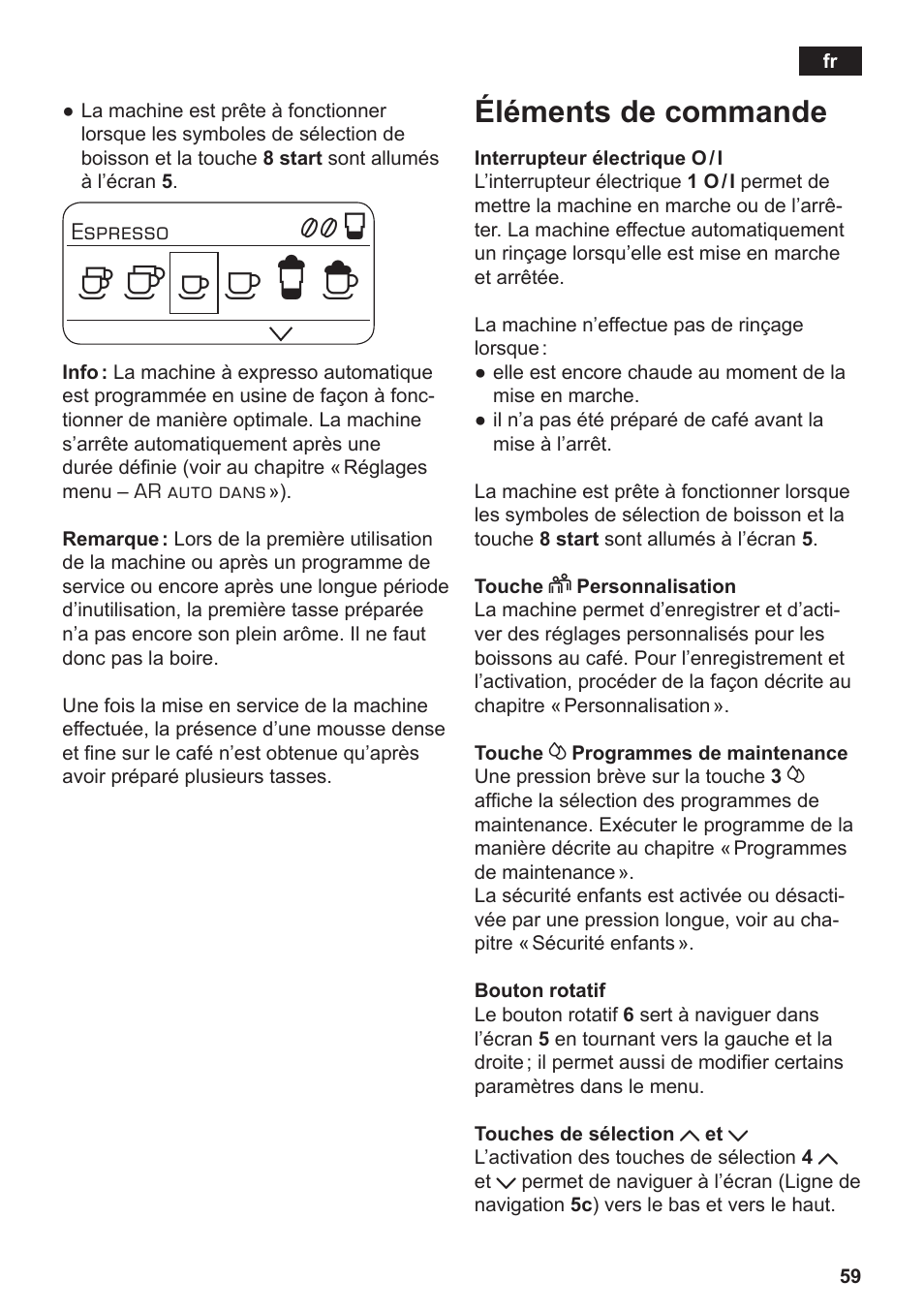 Éléments de commande | Siemens TE712501DE User Manual | Page 63 / 116