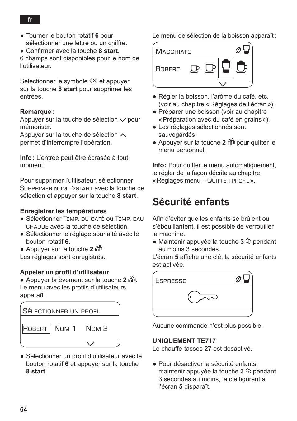 А б е ж, Sécurité enfants | Siemens TE712501DE User Manual | Page 68 / 116