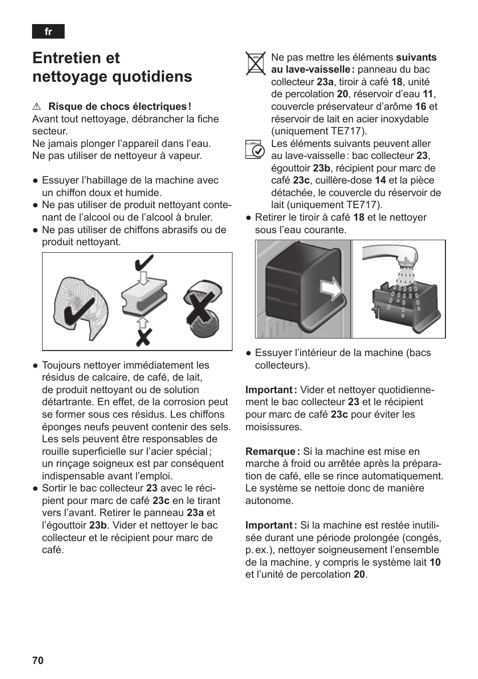 Entretien et nettoyage quotidiens | Siemens TE712501DE User Manual | Page 74 / 116