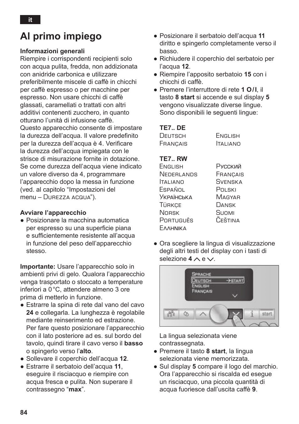 Al primo impiego | Siemens TE712501DE User Manual | Page 88 / 116