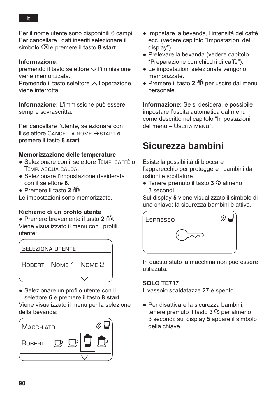 А б е ж, Sicurezza bambini | Siemens TE712501DE User Manual | Page 94 / 116