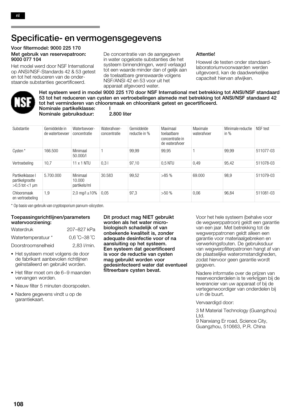 Specificatieć en vermogensgegevens | Siemens KA63DA71 User Manual | Page 108 / 114