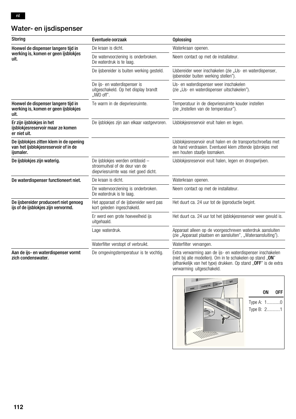 Waterć en ijsdispenser | Siemens KA63DA71 User Manual | Page 112 / 114