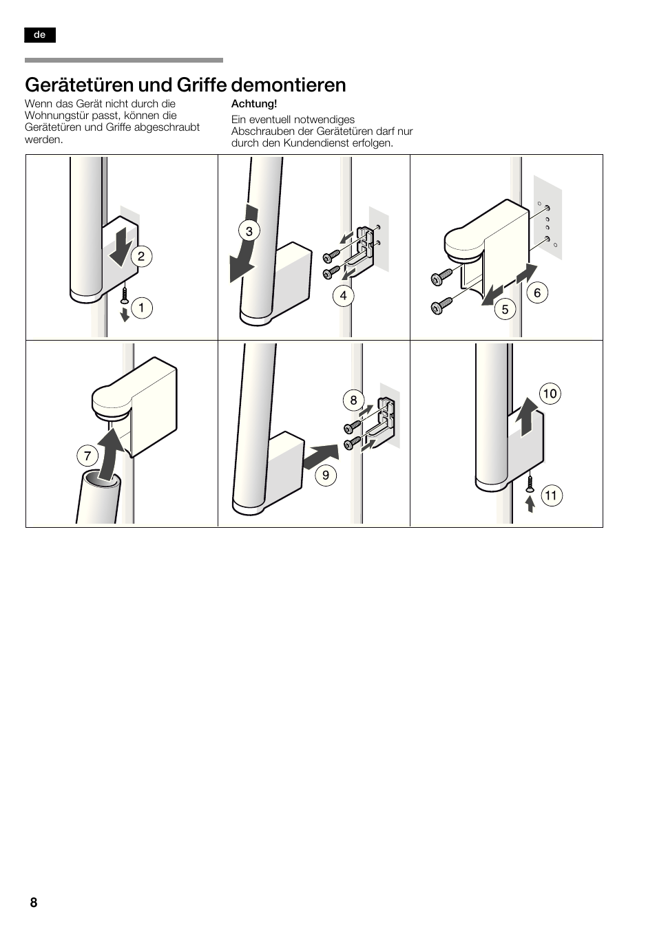 Gerätetüren und griffe demontieren | Siemens KA63DA71 User Manual | Page 8 / 114