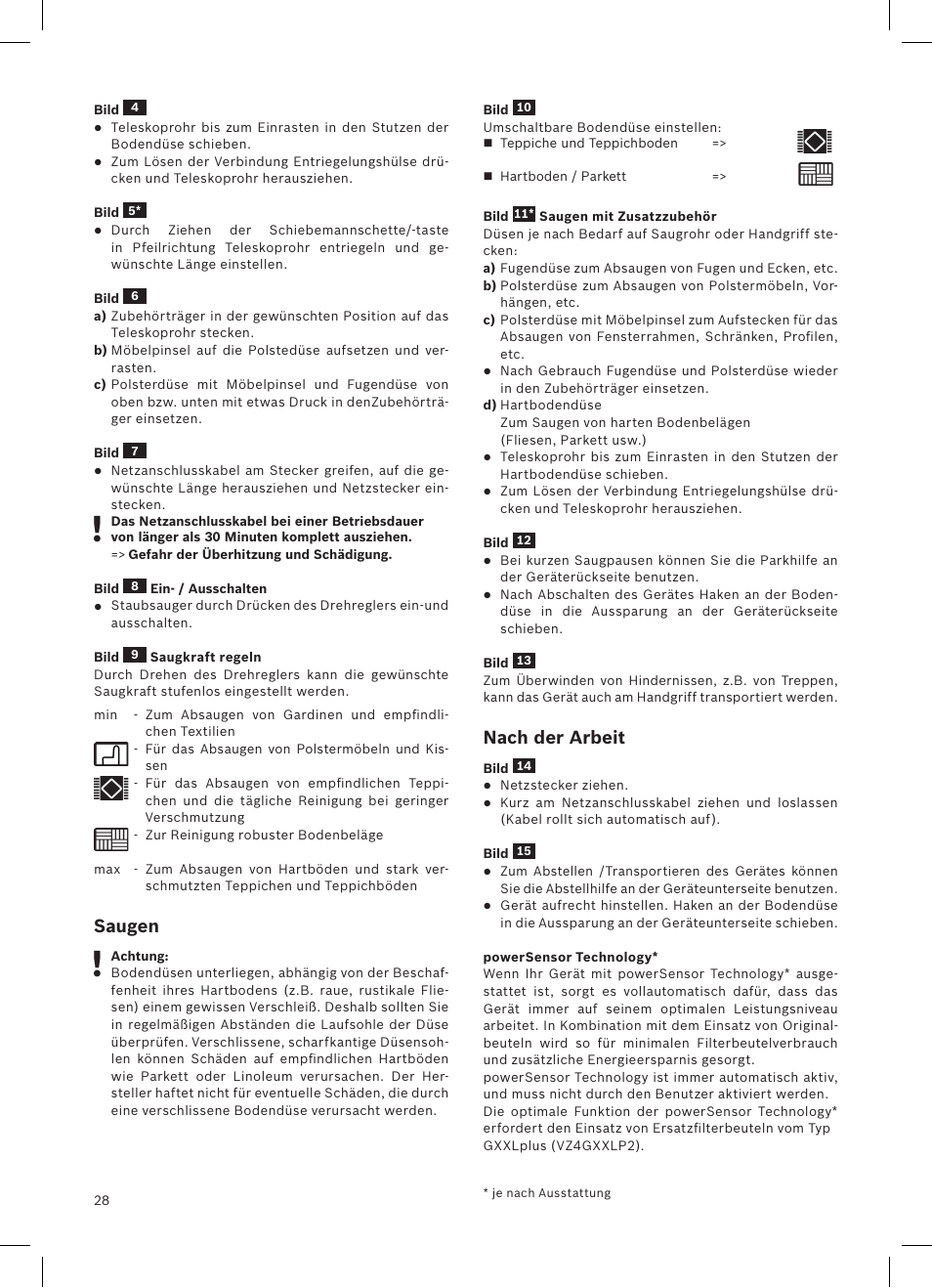 Saugen, Nach der arbeit | Siemens VSQ8SEN72A User Manual | Page 29 / 103