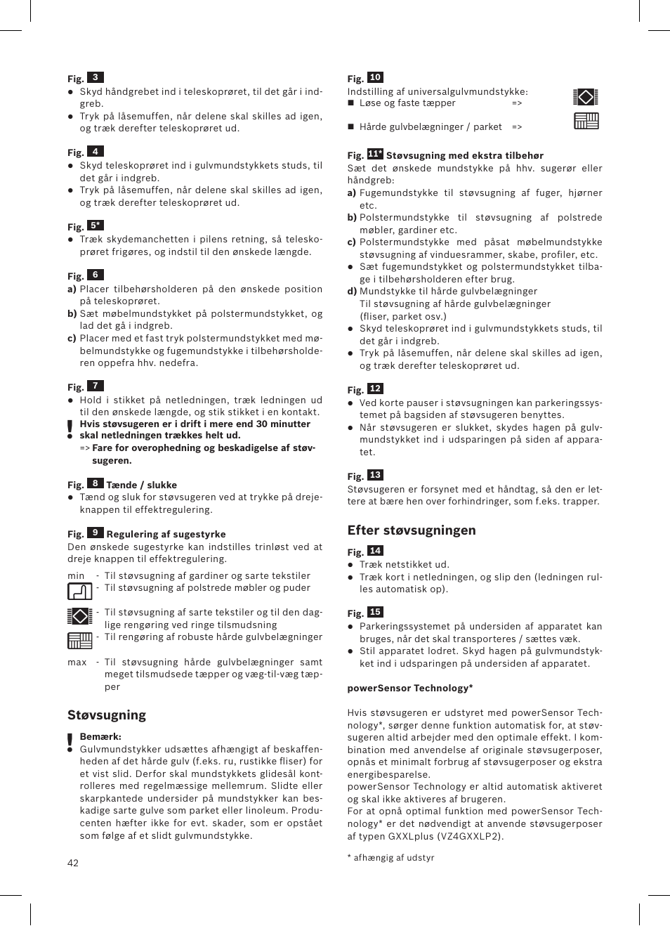 Støvsugning, Efter støvsugningen | Siemens VSQ8SEN72A User Manual | Page 43 / 103