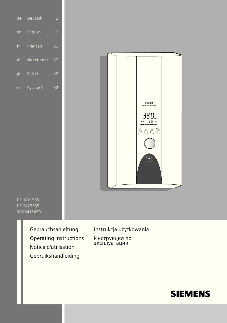 Siemens DE2427555 User Manual | 64 pages