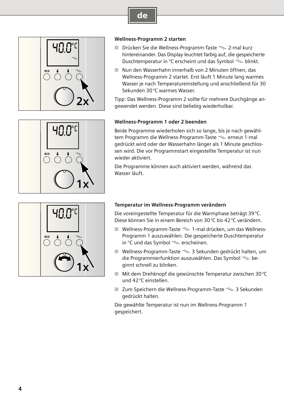 1x 2x 1x | Siemens DE2427555 User Manual | Page 4 / 64