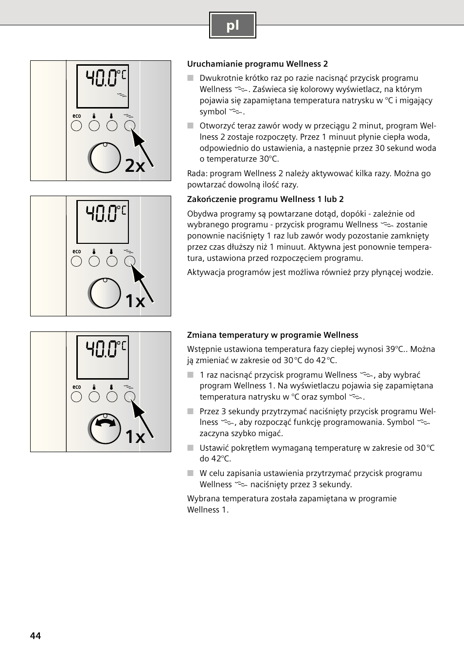 1x 2x 1x | Siemens DE2427555 User Manual | Page 44 / 64