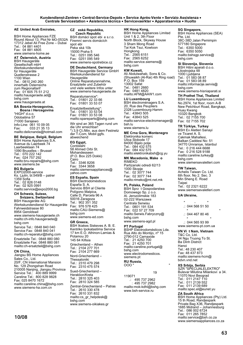 Siemens DE2427555 User Manual | Page 63 / 64