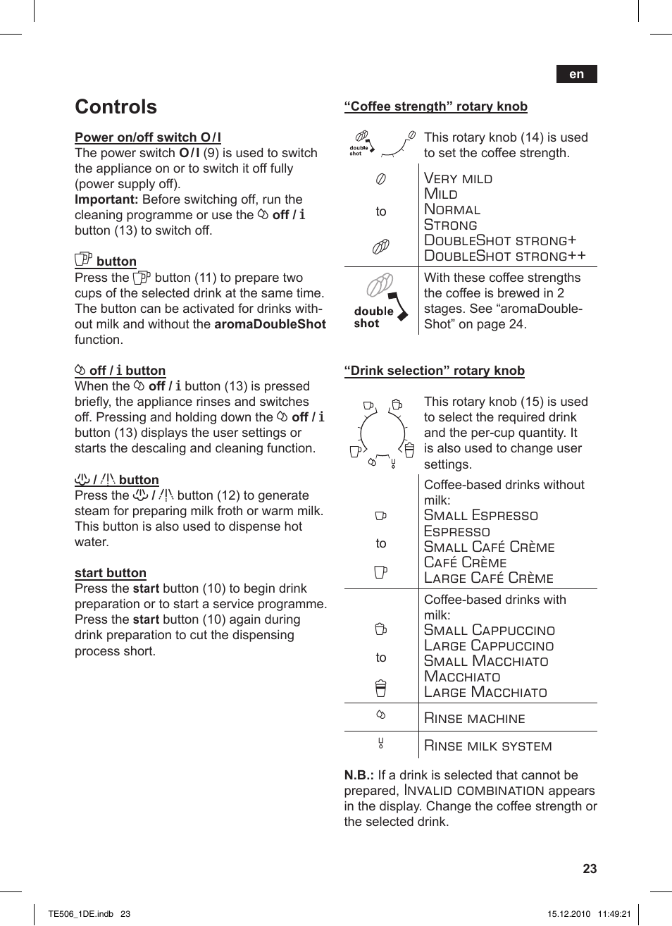 Controls | Siemens TE506501DE User Manual | Page 27 / 84