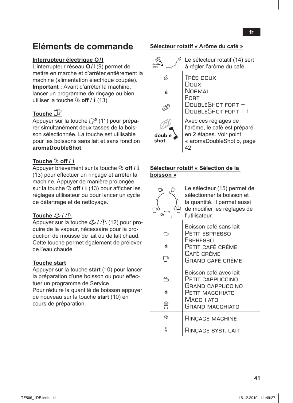 Eléments de commande | Siemens TE506501DE User Manual | Page 45 / 84