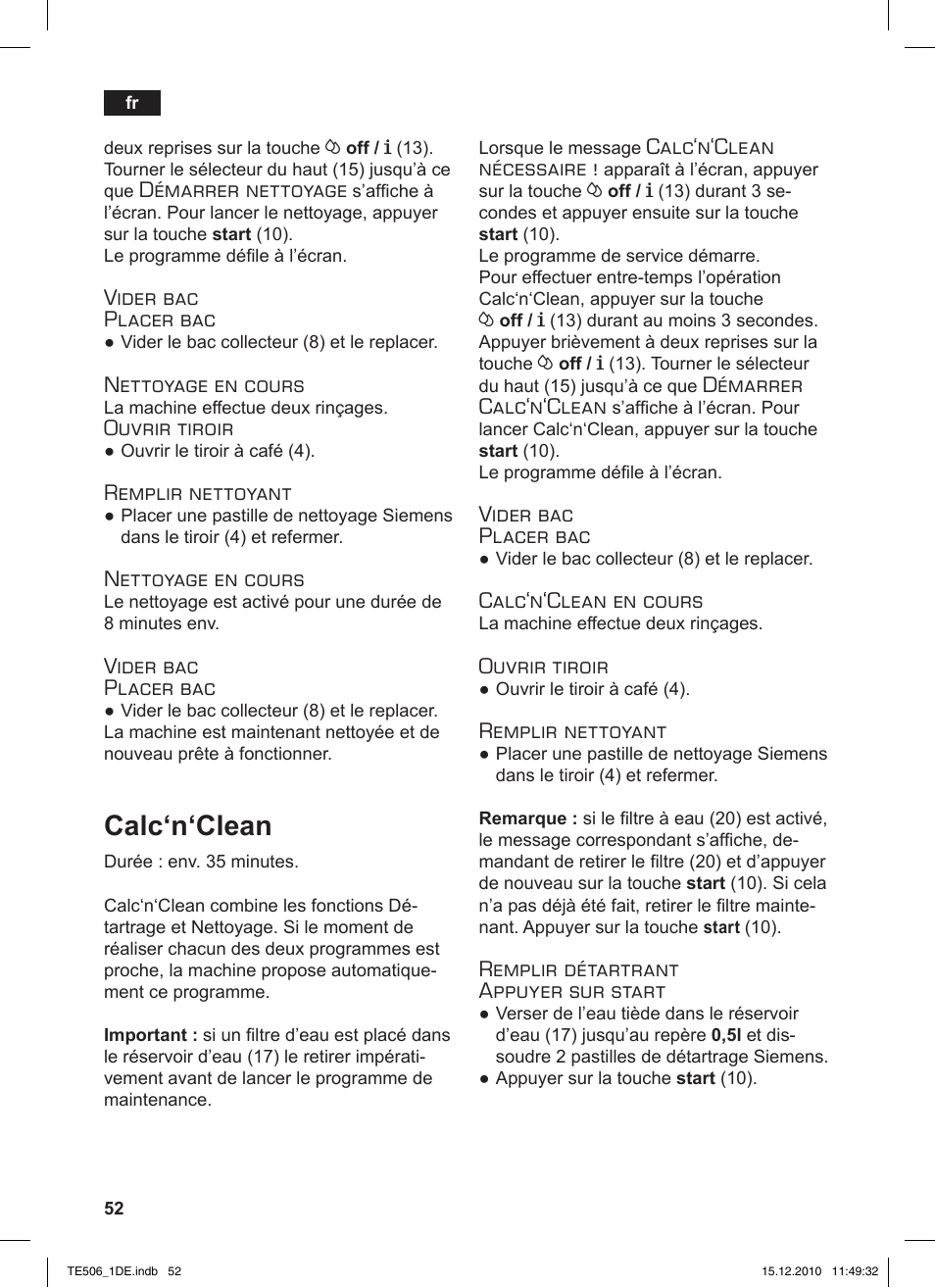 Calc‘n‘clean | Siemens TE506501DE User Manual | Page 56 / 84