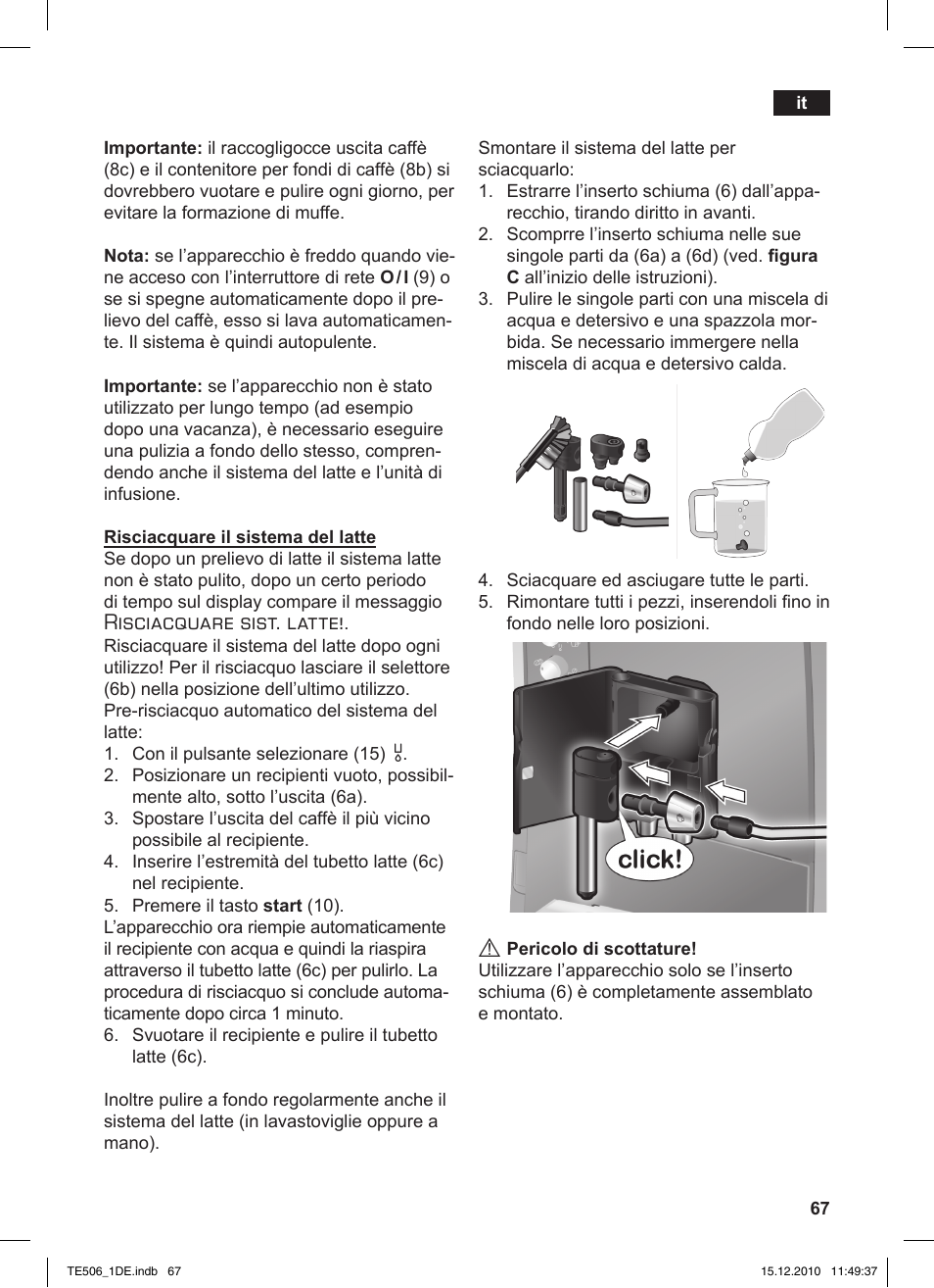 Risciacquare sist. latte | Siemens TE506501DE User Manual | Page 71 / 84