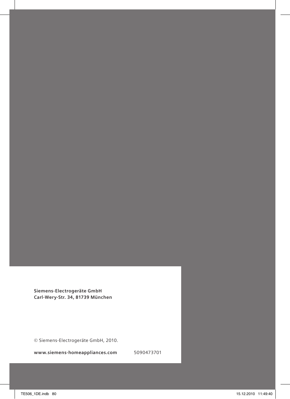 Siemens TE506501DE User Manual | Page 84 / 84