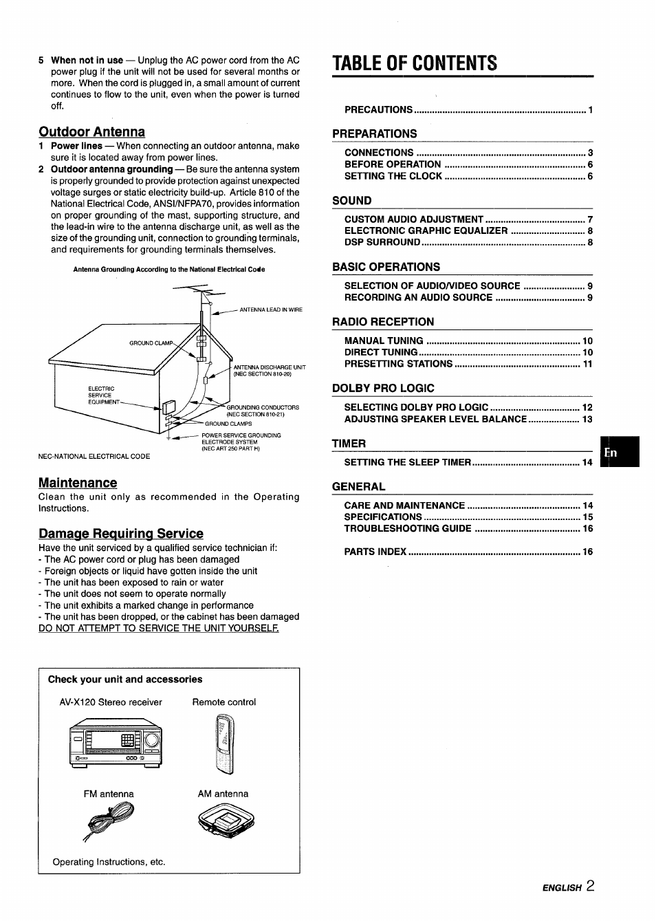 Aiwa AV-X120 User Manual | Page 3 / 52