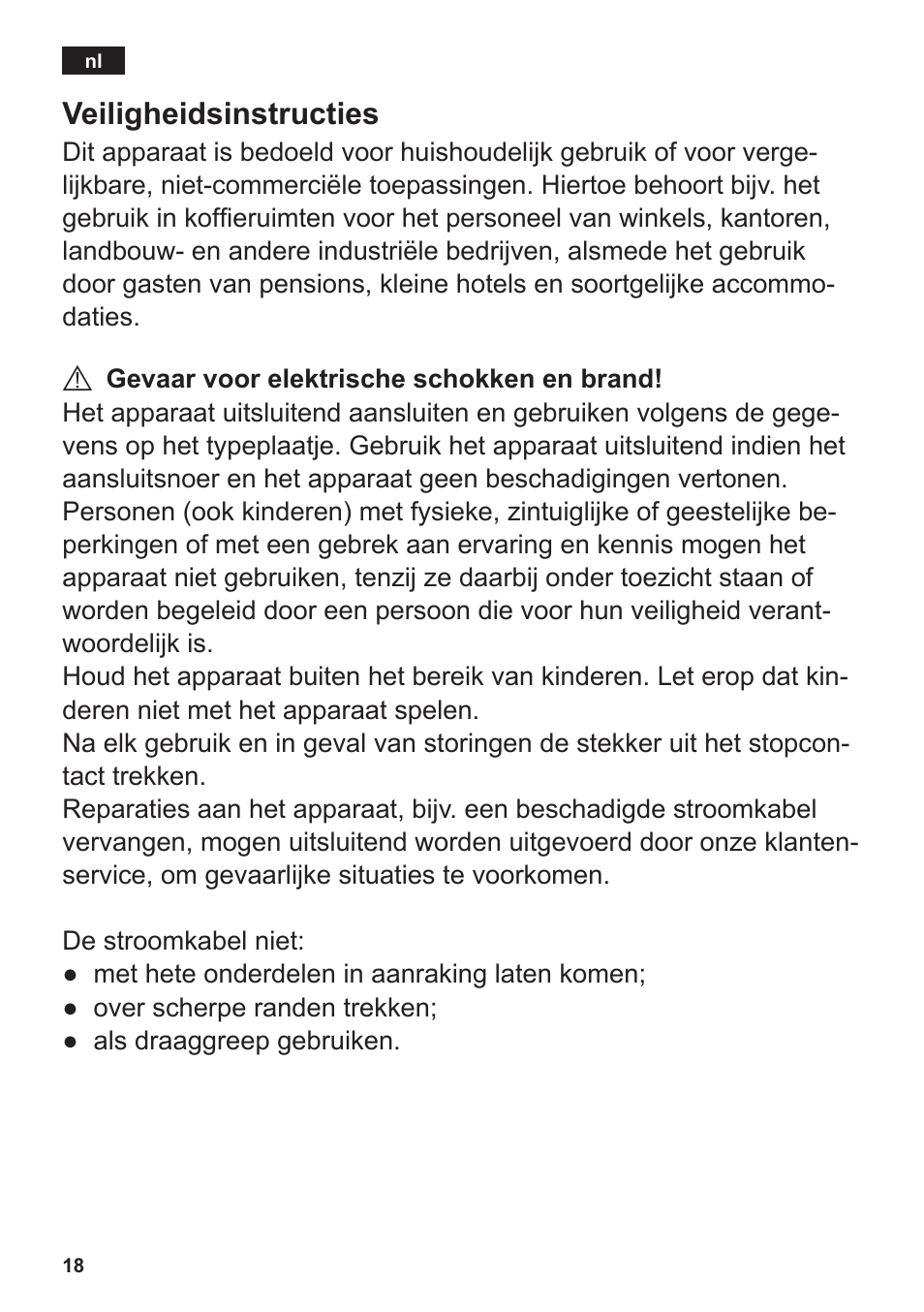 Veiligheidsinstructies | Siemens TT3A0103 User Manual | Page 21 / 87